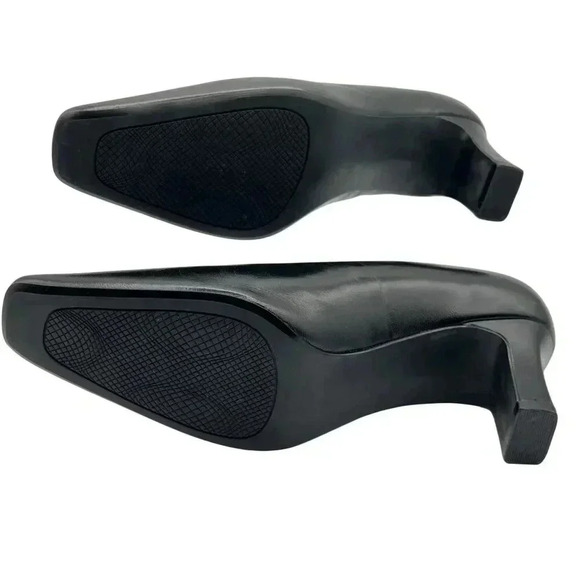 M Patrick Women 7.5W Black Leather Pumps Comfort Business Casual Block Heels - Picture 9 of 13